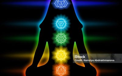 istockphoto-1321141467-1024×1024 Chakras: muladhara, swadhisthana, manipura, anahata, vishuddha, ajna, sahasrara. Om sign. Silhouette of the woman in a lotus pose. Smoky circles. Sacral icons. Meditation symbols